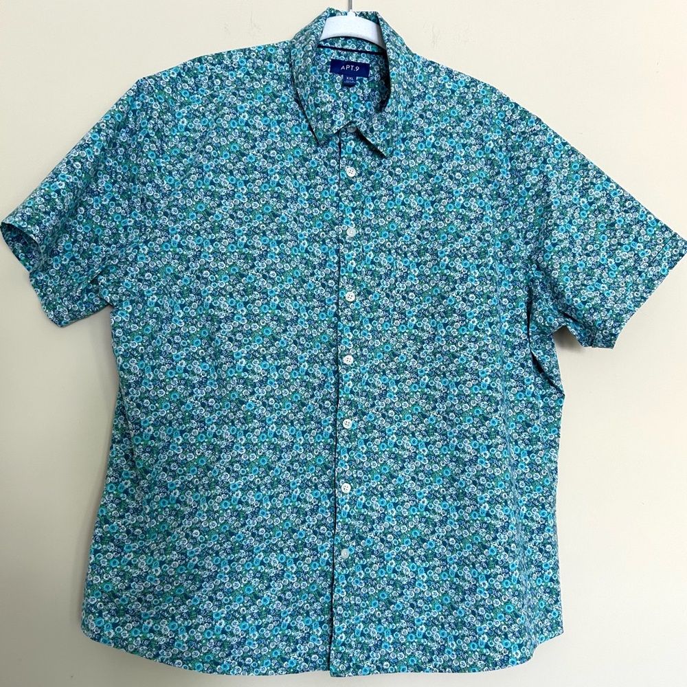 Apt. 9 Men’s Blue Floral Casual Button Down Shirt